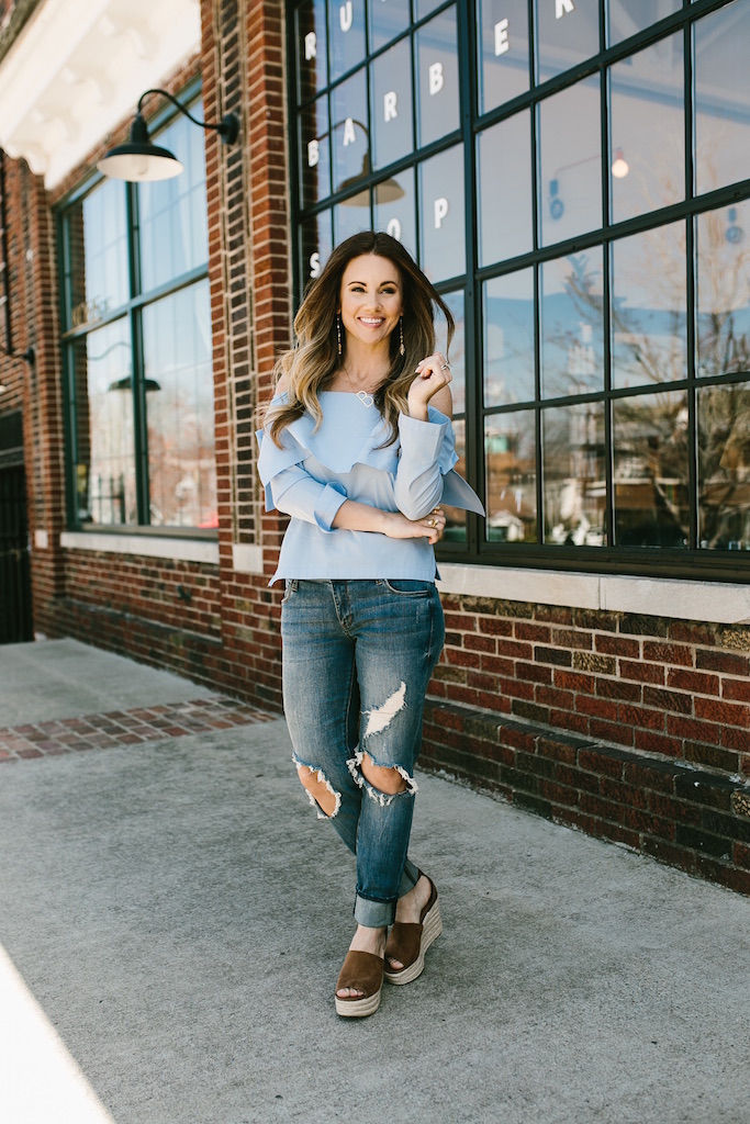 Baby Blue Off The Shoulder Top | KBStyled