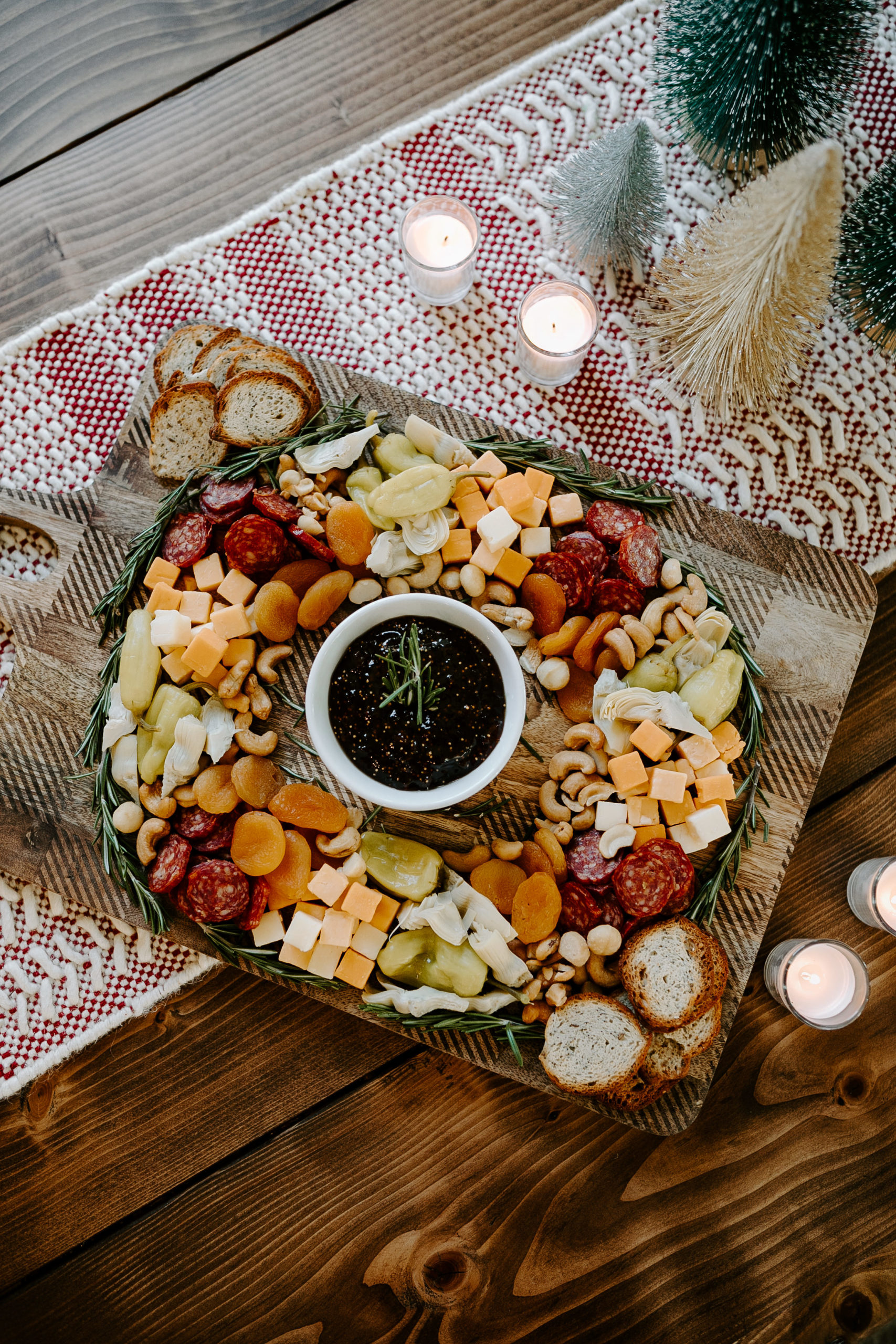 Christmas Wreath Charcuterie Cheese Board | KBStyled