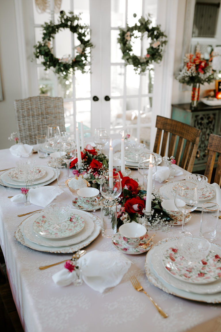 Bridgerton Inspired Valentine's Table Setting | KBStyled