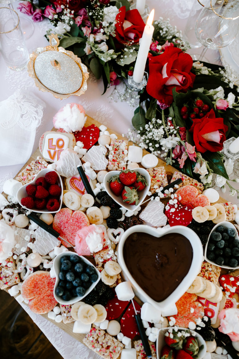 Valentine's Chocolate Fondue Treat Board | KBStyled